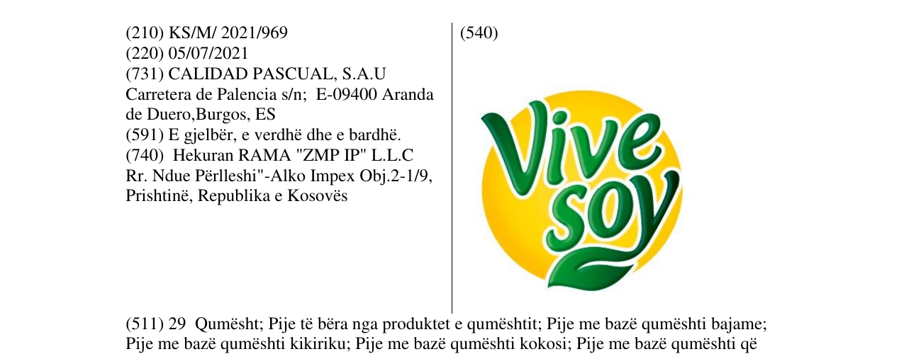 Zëri i markës VIVE SOY në buletin