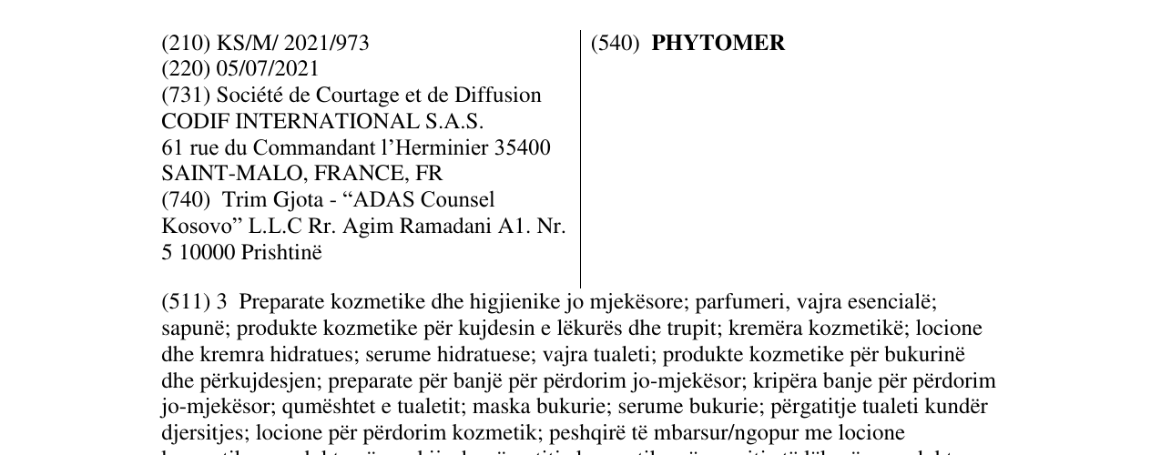 Zëri i markës PHYTOMER në buletin