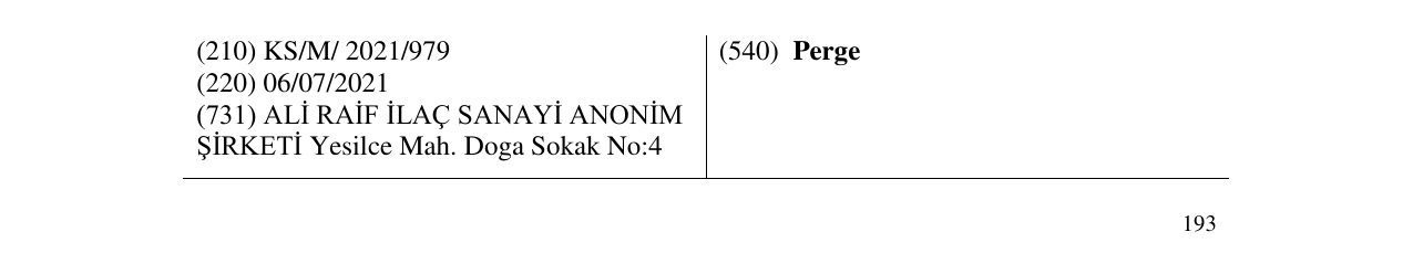 Zëri i markës Perge në buletin