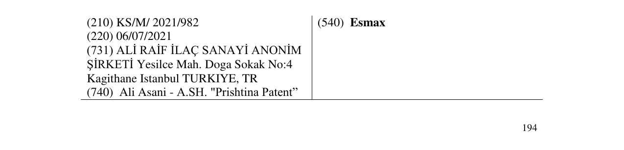 Zëri i markës Esmax në buletin