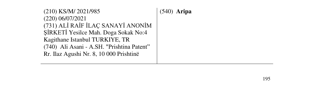 Zëri i markës Aripa në buletin