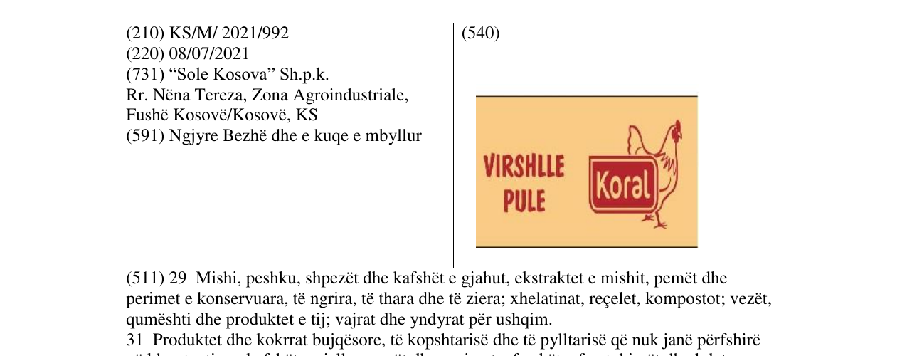 Zëri i markës KORAL në buletin