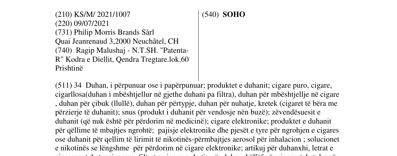 Zëri i markës SOHO në buletin