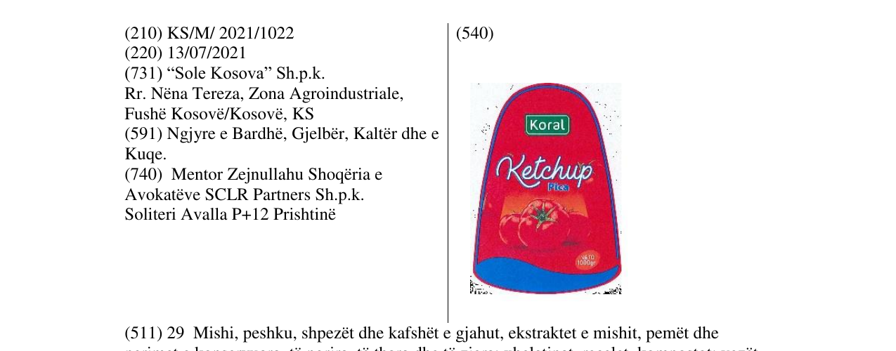 Zëri i markës KORAL në buletin