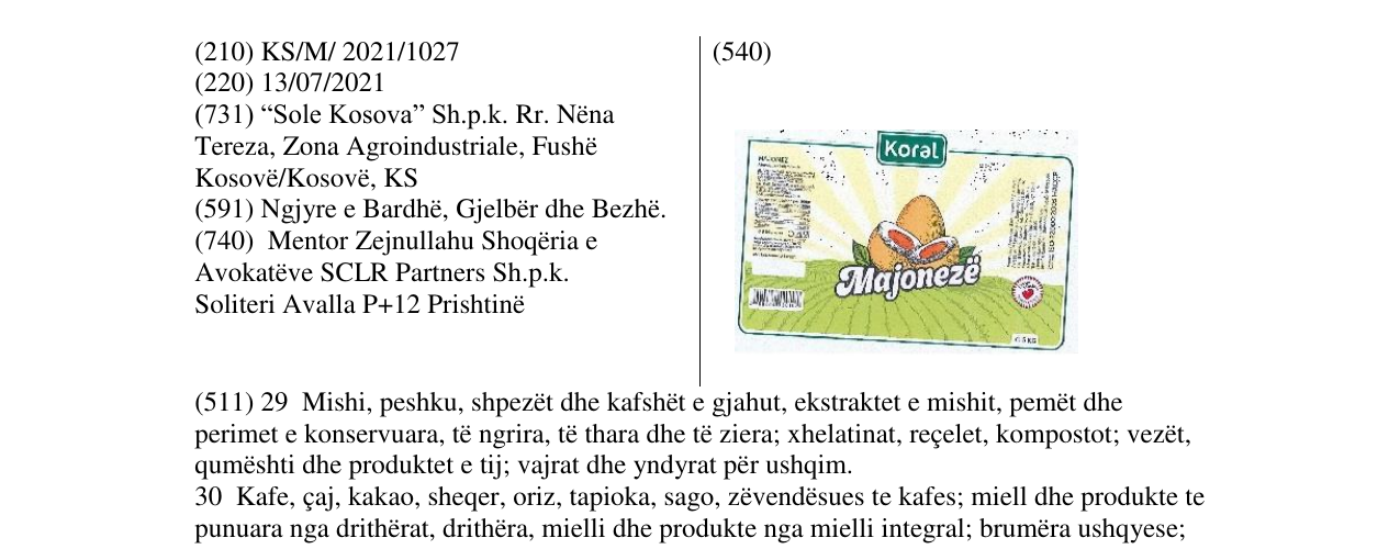 Zëri i markës KORAL në buletin