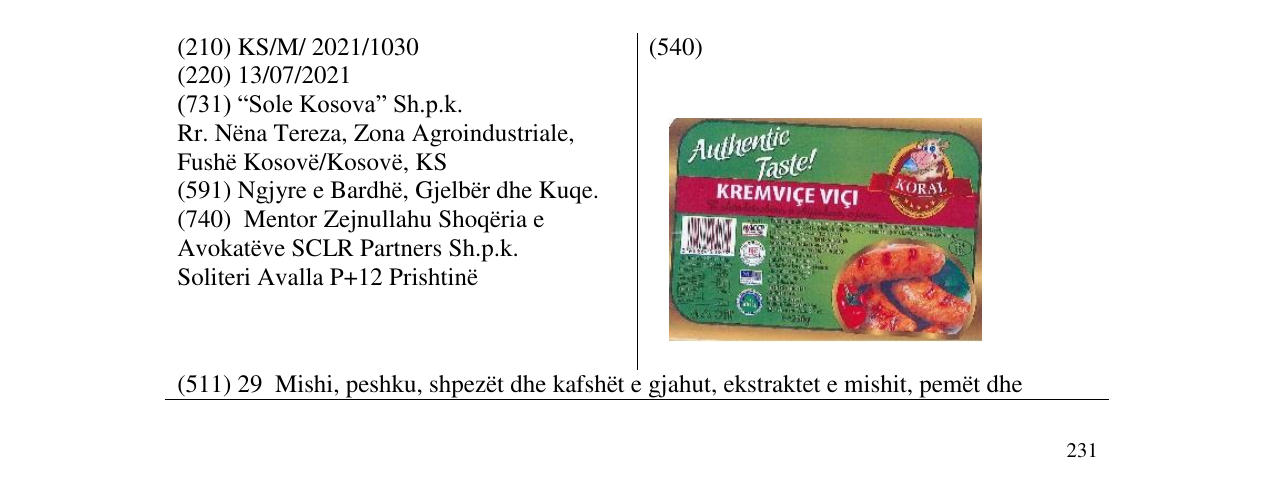 Zëri i markës KORAL në buletin