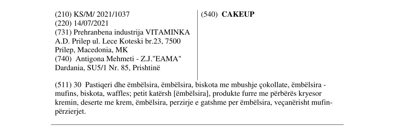 Zëri i markës CAKEUP në buletin