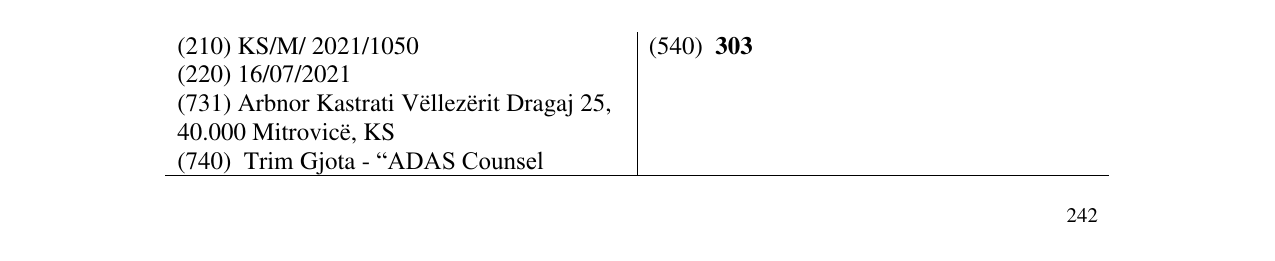 Zëri i markës 303 në buletin