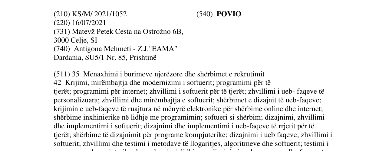 Zëri i markës POVIO në buletin