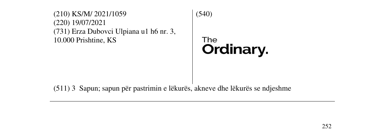 Zëri i markës The Ordinary. në buletin