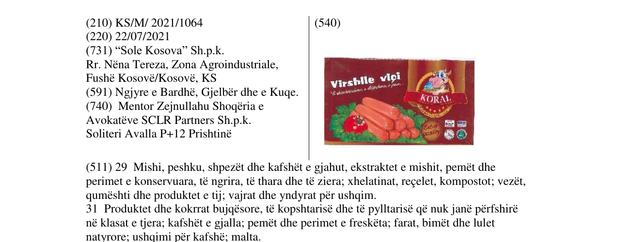 Zëri i markës KORAL në buletin