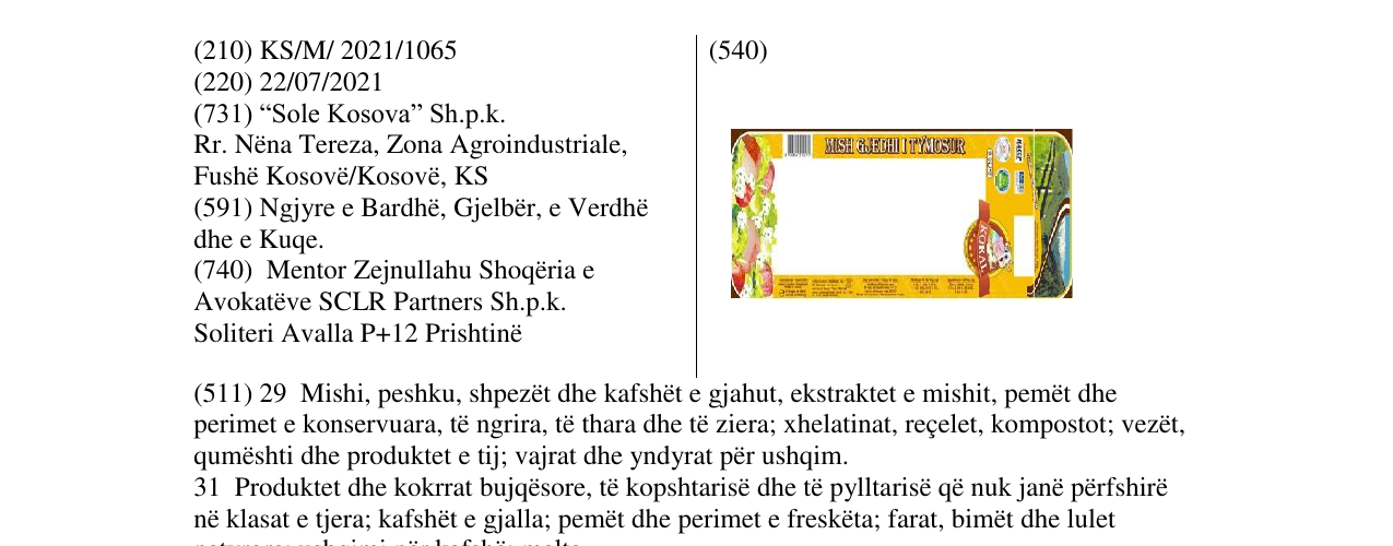 Zëri i markës KORAL në buletin