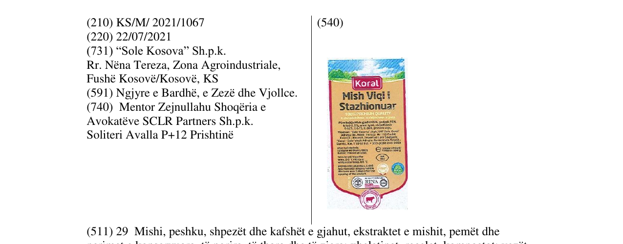 Zëri i markës KORAL në buletin