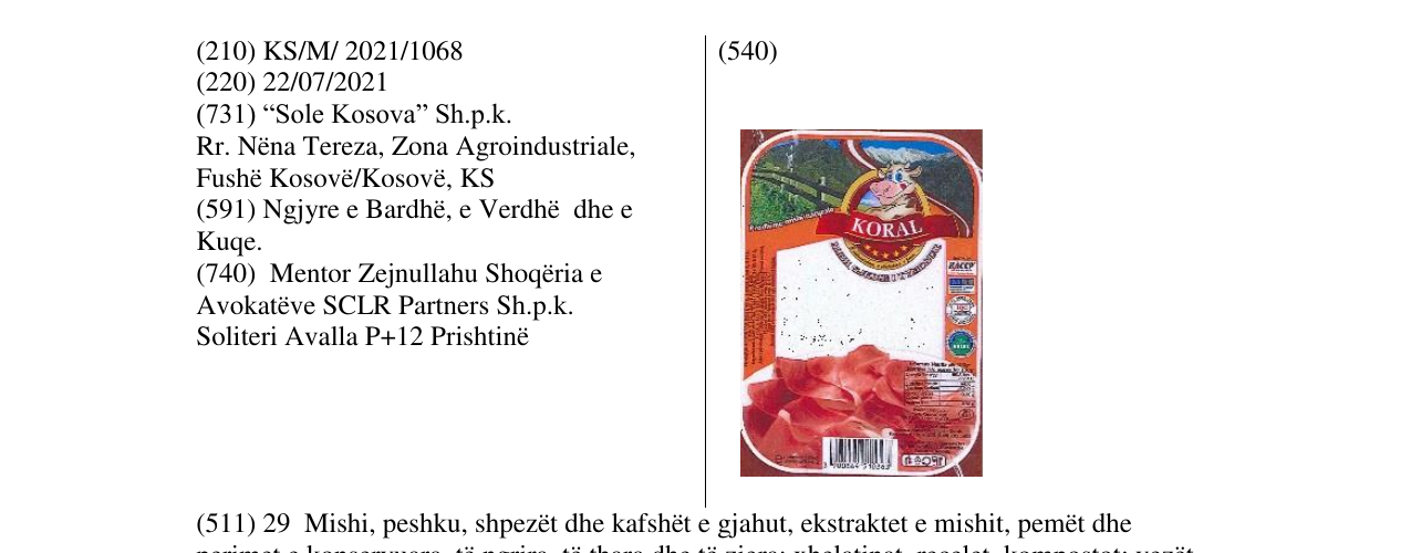 Zëri i markës KORAL në buletin