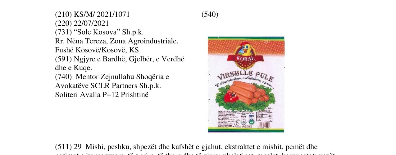 Zëri i markës KORAL në buletin