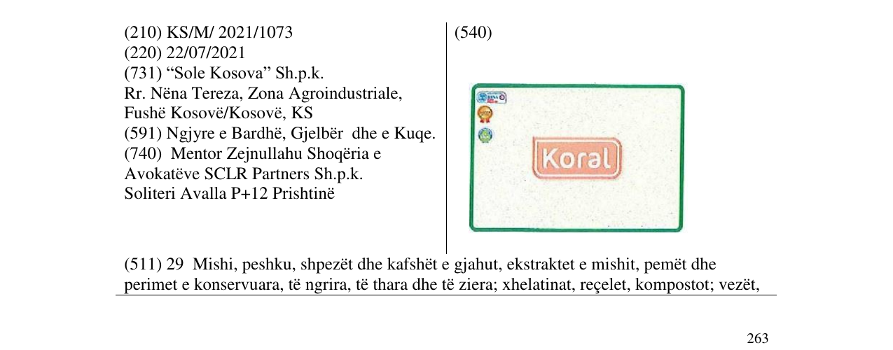 Zëri i markës KORAL në buletin