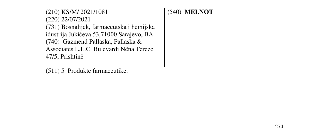 Zëri i markës MELNOT në buletin