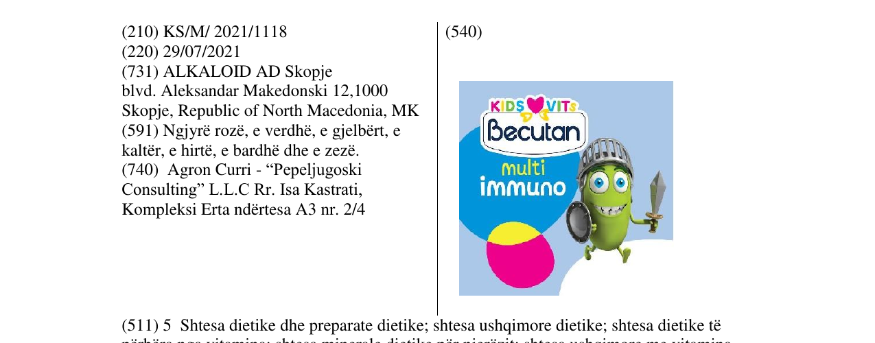 Zëri i markës BECUTAN në buletin