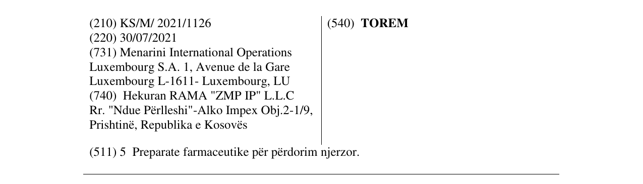 Zëri i markës TOREM në buletin