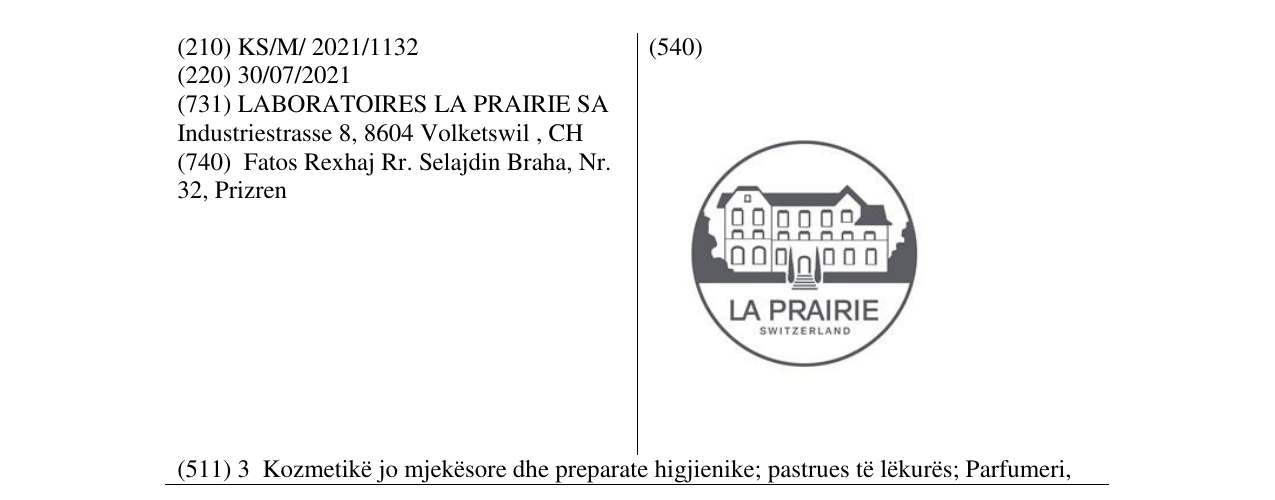 Zëri i markës LA PRAIRIE në buletin