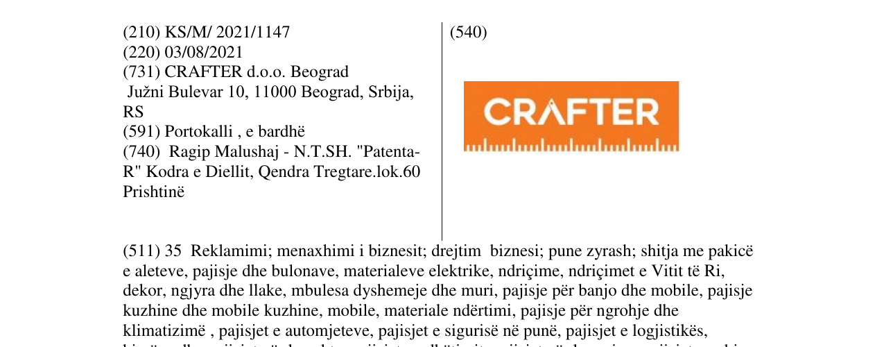 Zëri i markës CRAFTER në buletin