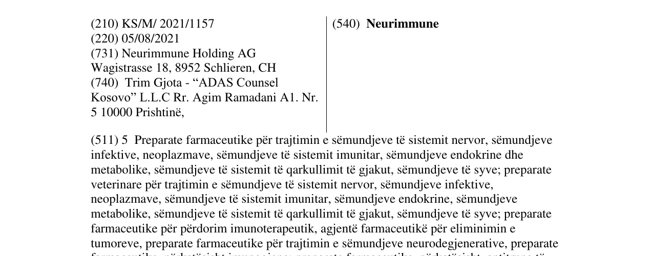 Zëri i markës Neurimmune në buletin