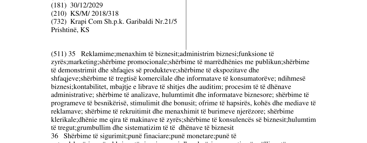 Zëri i markës Krapi Com në buletin