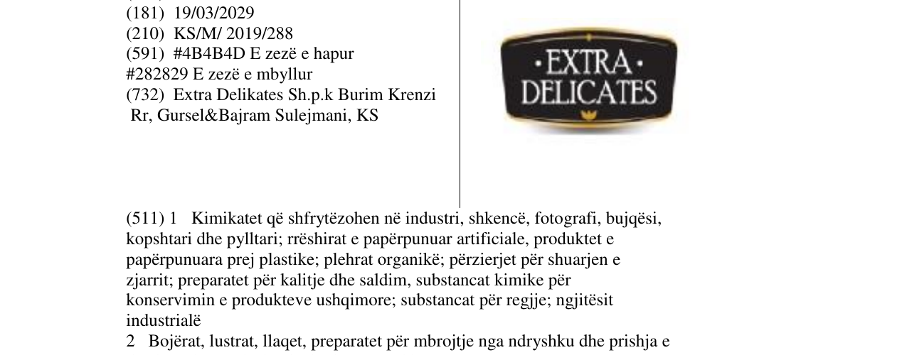 Zëri i markës EXTRA DELICATES në buletin