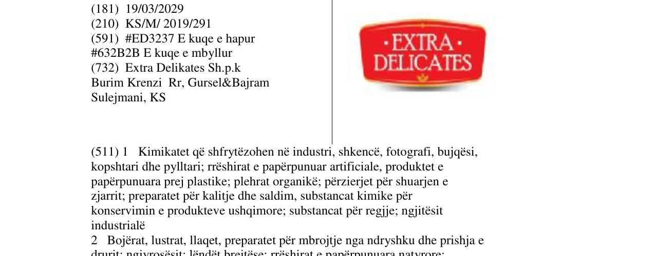 Zëri i markës EXTRA DELICATES në buletin