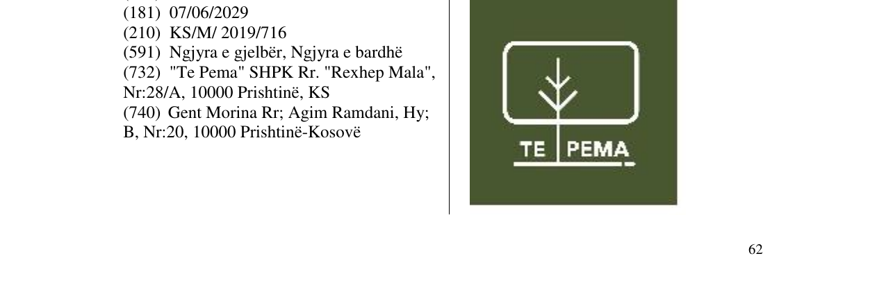 Zëri i markës TE PEMA në buletin