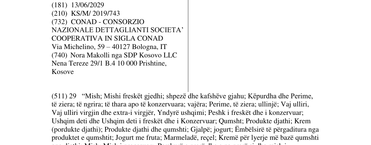 Zëri i markës SAPORI & DINTORNI në buletin