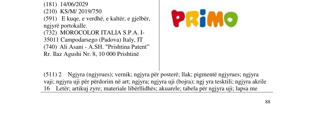 Zëri i markës PRIMO në buletin