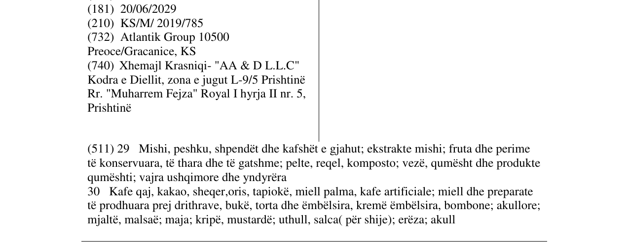 Zëri i markës Damia në buletin