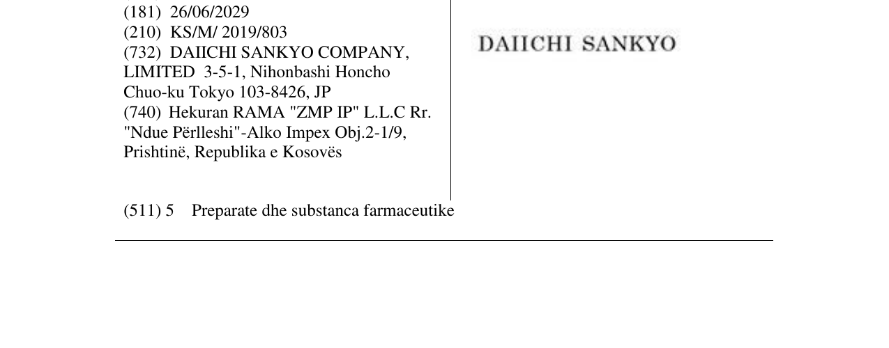 Zëri i markës DAIICHI SANKYO në buletin