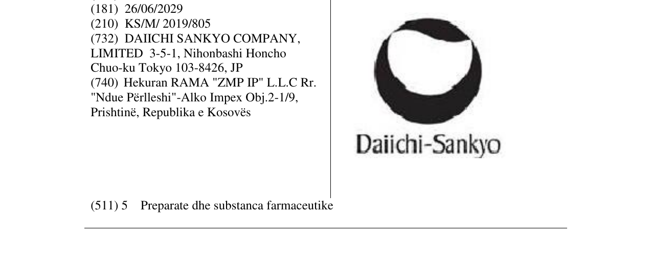 Zëri i markës Daiichi- Sankyo në buletin