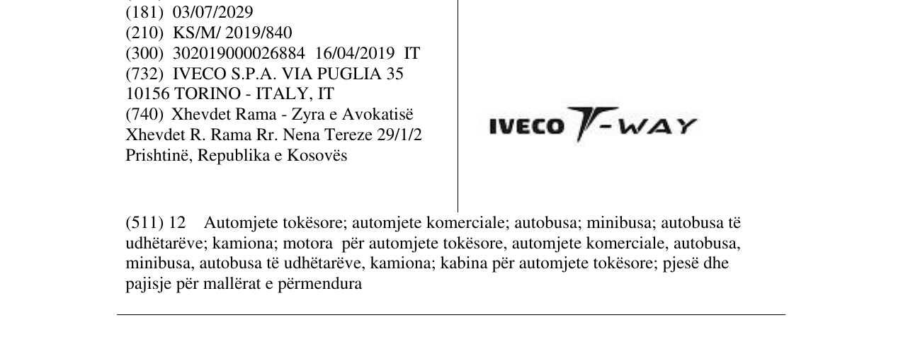 Zëri i markës IVECO-T-WAY në buletin