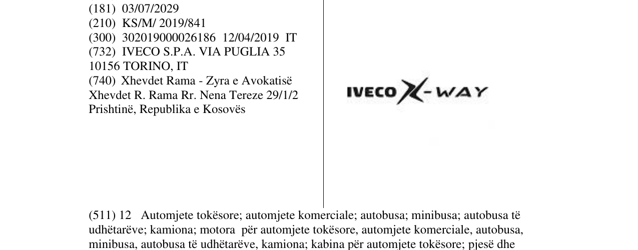 Zëri i markës IVECO X-WAY në buletin