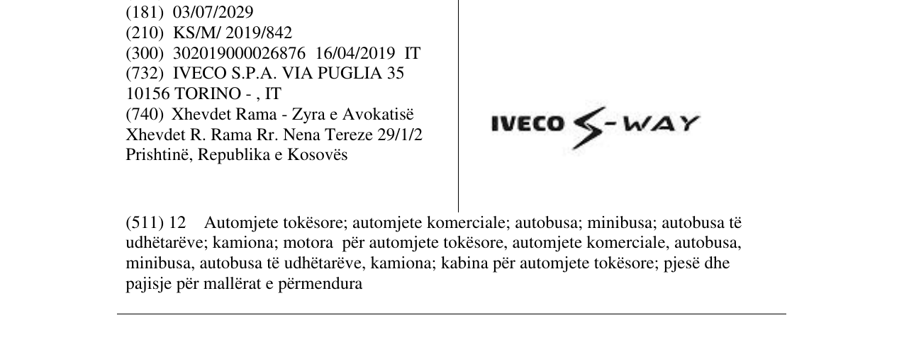 Zëri i markës IVECO S-WAY në buletin