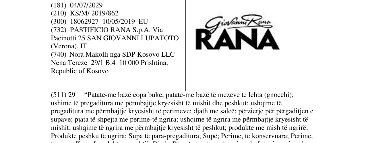 Zëri i markës RANA në buletin