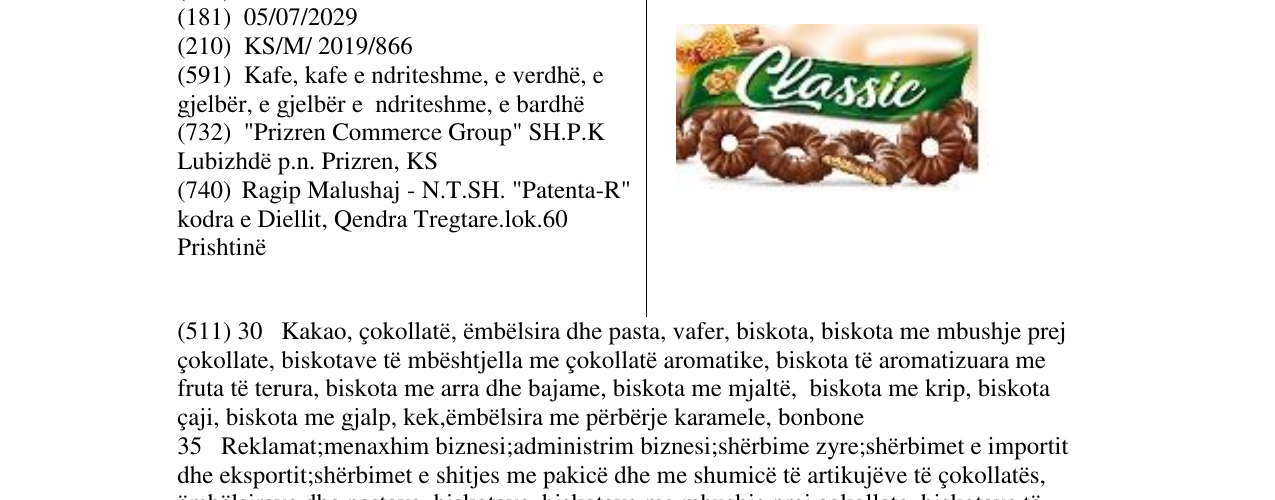 Zëri i markës Classic në buletin