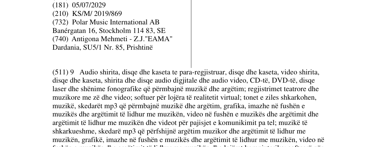 Zëri i markës ABBA në buletin