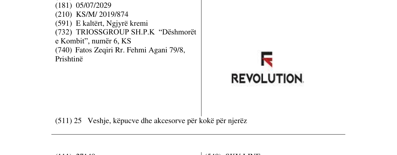 Zëri i markës REVOLUTION në buletin