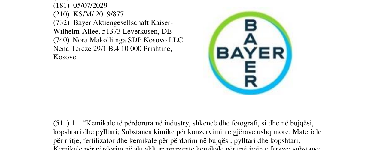 Zëri i markës BAYER në buletin