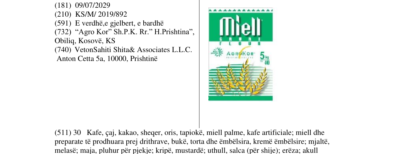 Zëri i markës miell në buletin