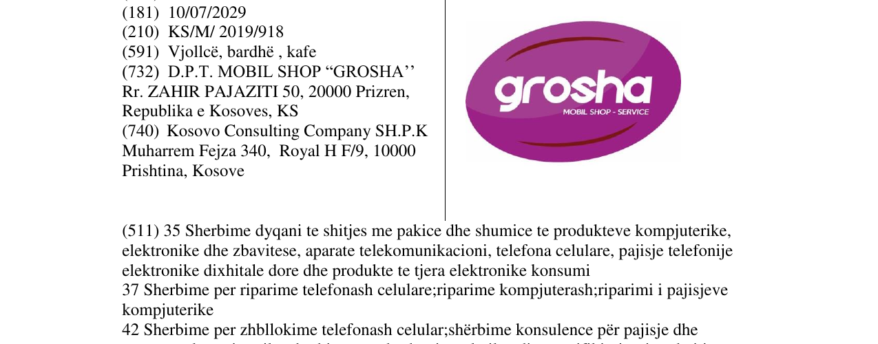 Zëri i markës grosha në buletin