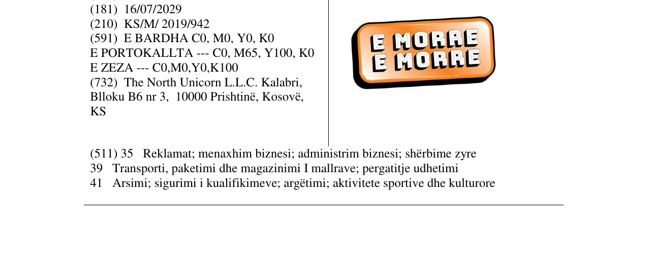 Zëri i markës E MORRE në buletin