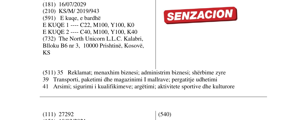 Zëri i markës SENZACION në buletin