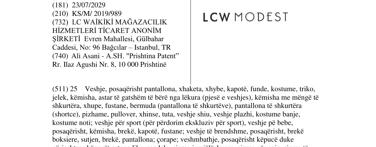 Zëri i markës LCW MODEST në buletin
