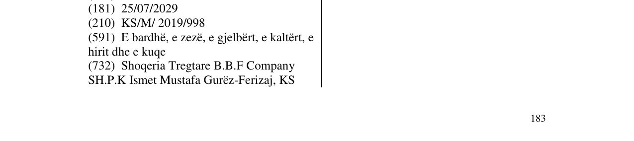 Zëri i markës VRG Exotic në buletin
