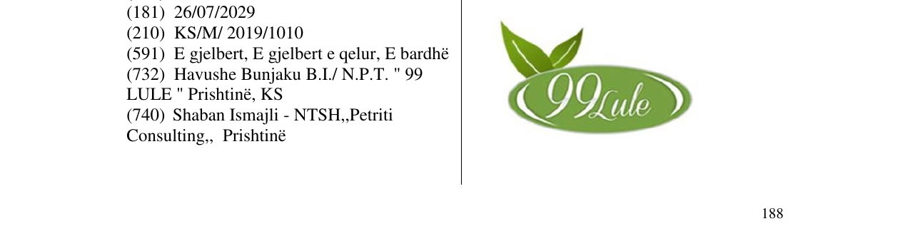 Zëri i markës 99Lule në buletin